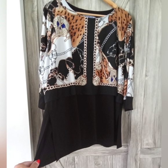 Nygard Black Gold Chain Tunic Top XL - Picture 3 of 6